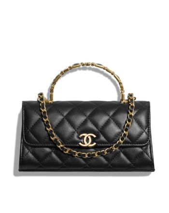 Chanel Flap Phone Holder With Chain AP2946 Black