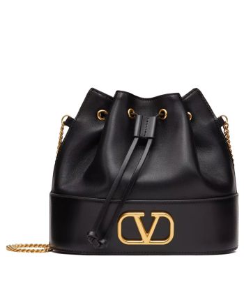 Valentino Mini Bucket Bag In Nappa With Vlogo Signature Chain